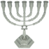 Mooi ontworpen zilver kleurige Menorah met Davidster klein model van 15 cm hoog en 13,8 cm breed